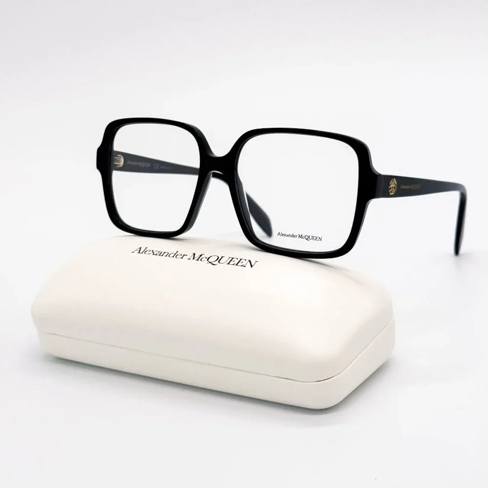 NEW ALEXANDER MCQUEEN EYEGLASSES AM0286O 001 SQUARE BLACK WOMEN EYEWEAR